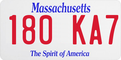 MA license plate 180KA7