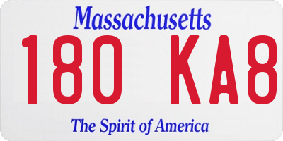 MA license plate 180KA8