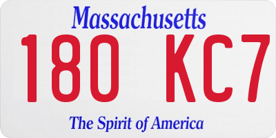 MA license plate 180KC7