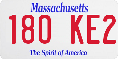 MA license plate 180KE2