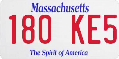 MA license plate 180KE5