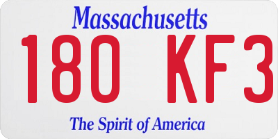 MA license plate 180KF3