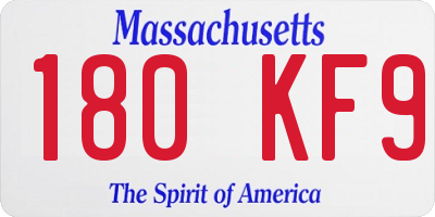 MA license plate 180KF9