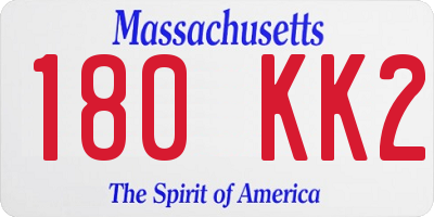 MA license plate 180KK2