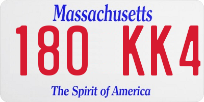 MA license plate 180KK4