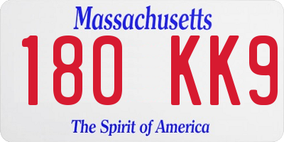MA license plate 180KK9