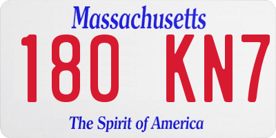 MA license plate 180KN7