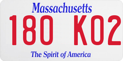 MA license plate 180KO2