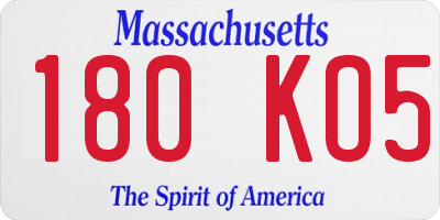 MA license plate 180KO5