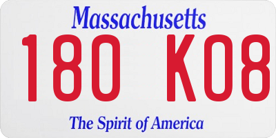 MA license plate 180KO8