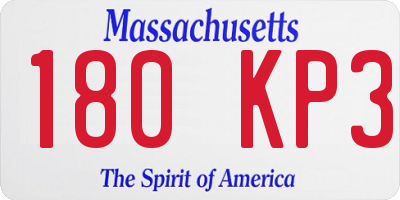 MA license plate 180KP3