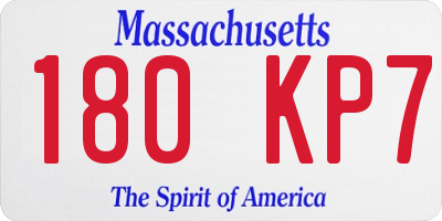 MA license plate 180KP7