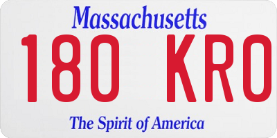 MA license plate 180KR0