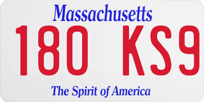 MA license plate 180KS9