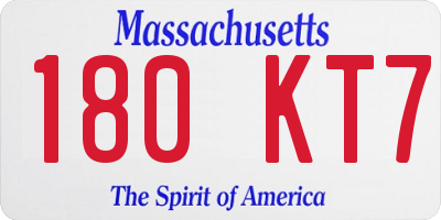MA license plate 180KT7