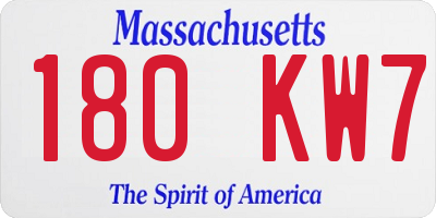 MA license plate 180KW7