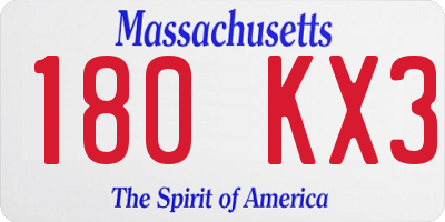 MA license plate 180KX3