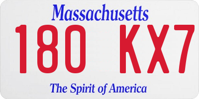 MA license plate 180KX7