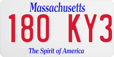 MA license plate 180KY3