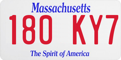 MA license plate 180KY7