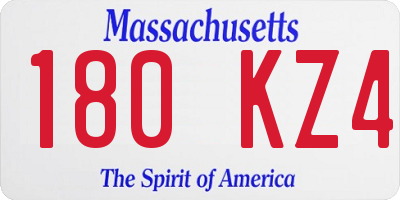 MA license plate 180KZ4
