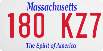 MA license plate 180KZ7