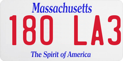 MA license plate 180LA3