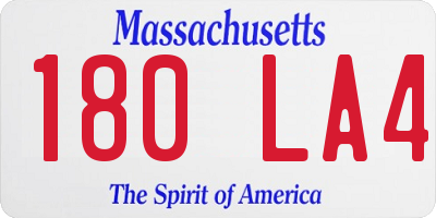 MA license plate 180LA4