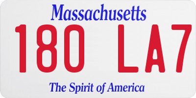 MA license plate 180LA7