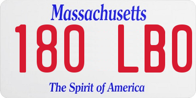 MA license plate 180LB0