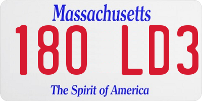 MA license plate 180LD3