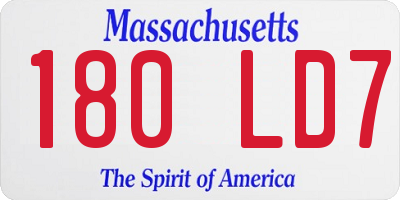 MA license plate 180LD7