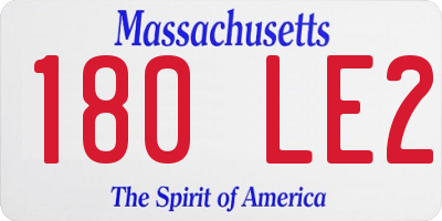 MA license plate 180LE2