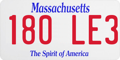 MA license plate 180LE3