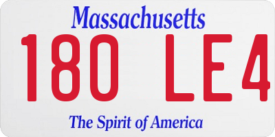 MA license plate 180LE4