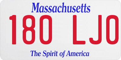 MA license plate 180LJ0