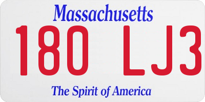 MA license plate 180LJ3