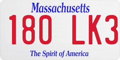 MA license plate 180LK3