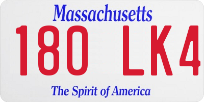 MA license plate 180LK4