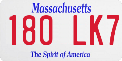 MA license plate 180LK7