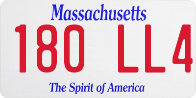 MA license plate 180LL4