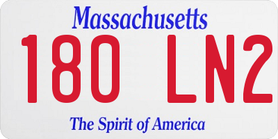 MA license plate 180LN2