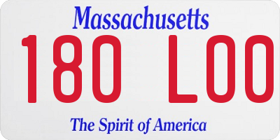 MA license plate 180LO0