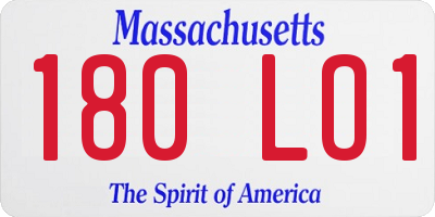 MA license plate 180LO1