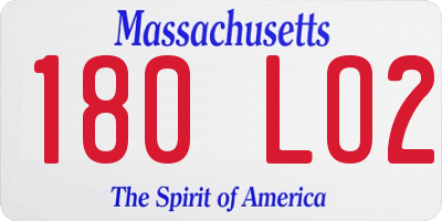 MA license plate 180LO2