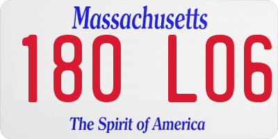 MA license plate 180LO6
