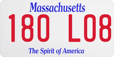 MA license plate 180LO8
