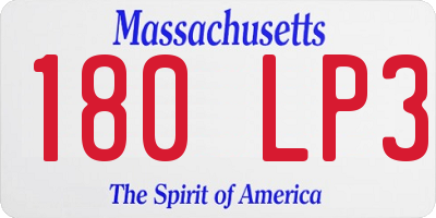 MA license plate 180LP3