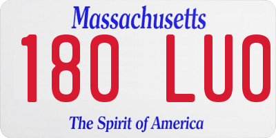 MA license plate 180LU0