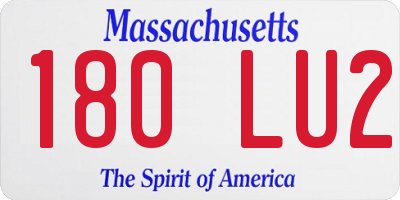 MA license plate 180LU2